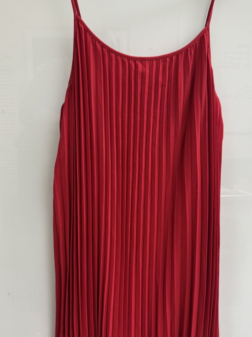 Strappy, midi crepe red dress, size M